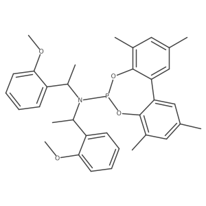 N,N-Bis((S)-1-(2-methoxyphenyl)ethyl)-2,4,8,10-tetramethyldibenzo[d,f][1,3,2]dioxaphosphepin-6-amine Structure