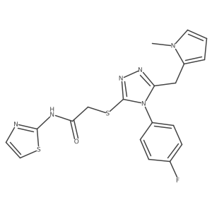2-((4-(4-fluorophenyl)-5-((1-methyl-1H-pyrrol-2-yl)methyl)-4H-1,2,4-triazol-3-yl)thio)-N-(thiazol-2-yl)acetamide结构式