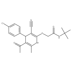 2-{[5-acetyl-4-(4-chlorophenyl)-3-cyano-6-methyl-1,4-dihydropyridin-2-yl]sulfanyl}-N-tert-butylacetamide Structure