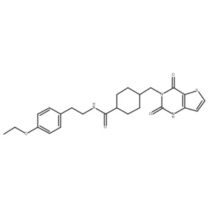 4-((2,4-dioxo-1,2-dihydrothieno[3,2-d]pyrimidin-3(4H)-yl)methyl)-N-(4-ethoxyphenethyl)cyclohexanecarboxamide结构式