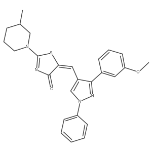5-{(Z)-1-[3-(3-methoxyphenyl)-1-phenyl-1H-pyrazol-4-yl]methylidene}-2-(3-methylpiperidino)-1,3-thiazol-4-one Structure