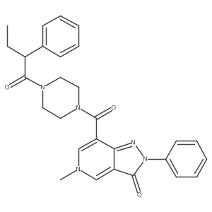 5-methyl-2-phenyl-7-(4-(2-phenylbutanoyl)piperazine-1-carbonyl)-2H-pyrazolo[4,3-c]pyridin-3(5H)-one Structure