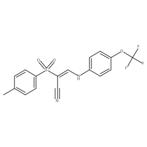 2-((4-Methylphenyl)sulfonyl)-3-((4-(trifluoromethoxy)phenyl)amino)prop-2-enenitrile Structure