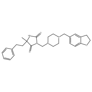 3-[[4-[(2,3-Dihydro-5-benzofuranyl)methyl]-1-piperazinyl]methyl]-5-methyl-5-(2-phenylethyl)-2,4-imidazolidinedione结构式