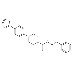 O=C(NCCc1ccccc1)C1CCN(c2ccc(-c3ccco3)nn2)CC1结构式