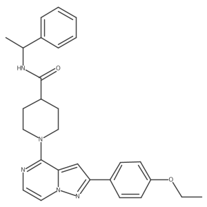 1-[2-(4-ethoxyphenyl)pyrazolo[1,5-a]pyrazin-4-yl]-N-(1-phenylethyl)piperidine-4-carboxamide结构式