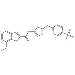7-methoxy-N-(5-(4-(methylsulfonyl)benzyl)-1,3,4-oxadiazol-2-yl)benzofuran-2-carboxamide结构式