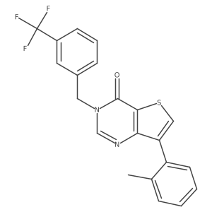 7-(2-methylphenyl)-3-[3-(trifluoromethyl)benzyl]thieno[3,2-d]pyrimidin-4(3H)-one结构式