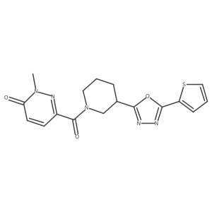2-methyl-6-(3-(5-(thiophen-2-yl)-1,3,4-oxadiazol-2-yl)piperidine-1-carbonyl)pyridazin-3(2H)-one Structure