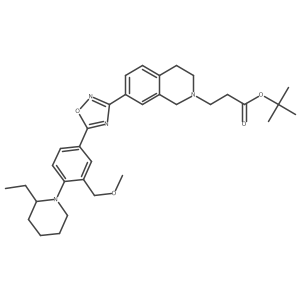 tert-butyl 3-[7-{5-[4-(2-ethylpiperidin-1-yl)-3-(methoxymethyl)phenyl]-1,2,4-oxadiazol-3-yl}-3,4-dihydroisoquinolin-2(1H)-yl]propanoate Structure