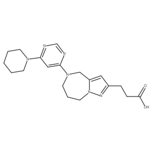 3-(5-(6-(Piperidin-1-yl)pyrimidin-4-yl)-5,6,7,8-tetrahydro-4H-pyrazolo[1,5-a][1,4]diazepin-2-yl)propanoic acid结构式