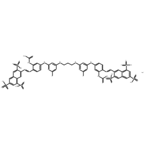 Sodium;7-[[2-(carbamoylamino)-4-[[4-[3-[[4-[3-(carbamoylamino)-4-[(3,6,8-trisulfonaphthalen-2-yl)diazenyl]anilino]-6-fluoro-1,3,5-triazin-2-yl]amino]propylamino]-6-fluoro-1,3,5-triazin-2-yl]amino]phenyl]diazenyl]naphthalene-1,3,6-trisulfonic acid Structure