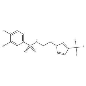 3-chloro-4-methyl-N-(2-(3-(trifluoromethyl)-1H-pyrazol-1-yl)ethyl)benzenesulfonamide结构式