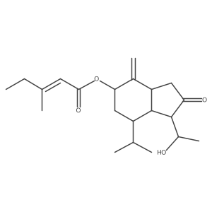 2-Pentenoic acid, 3-methyl-, octahydro-1-(1-hydroxyethyl)-4-methylene-7-(1-methylethyl)-2-oxo-1H-inden-5-yl ester, [1S-[1I+/-(S*),3aI(2),5I(2)(E),7I+/-,7aI+/-]]- Structure