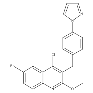 3-(4-(1H-Pyrazol-1-yl)benzyl)-6-bromo-4-chloro-2-methoxyquinoline结构式