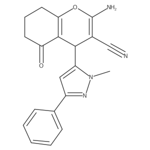 2-Amino-4-(1-methyl-3-phenyl-1H-pyrazol-5-YL)-5-oxo-5,6,7,8-tetrahydro-4H-chromen-3-YL cyanide Structure