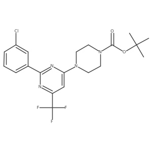 Tert-butyl 4-[2-(3-chlorophenyl)-6-(trifluoromethyl)pyrimidin-4-yl]piperazine-1-carboxylate结构式