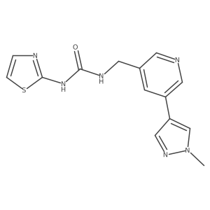 1-((5-(1-methyl-1H-pyrazol-4-yl)pyridin-3-yl)methyl)-3-(thiazol-2-yl)urea Structure