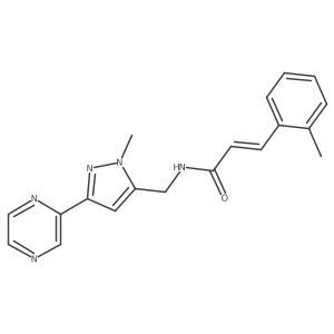 (E)-N-((1-methyl-3-(pyrazin-2-yl)-1H-pyrazol-5-yl)methyl)-3-(o-tolyl)acrylamide结构式