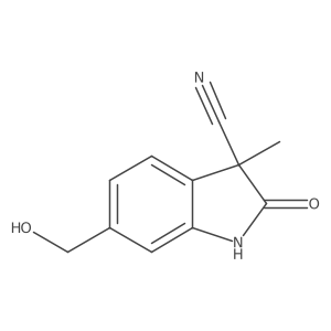 2,3-Dihydro-6-(hydroxymethyl)-3-methyl-2-oxo-1H-indole-3-carbonitrile结构式