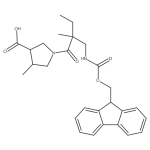 1-{2-[({[(9H-fluoren-9-yl)methoxy]carbonyl}amino)methyl]-2-methylbutanoyl}-4-methylpyrrolidine-3-carboxylic acid Structure