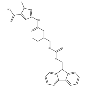 3-{3-[({[(9H-fluoren-9-yl)methoxy]carbonyl}amino)methyl]pentanamido}-1-methyl-1H-pyrazole-5-carboxylic acid Structure