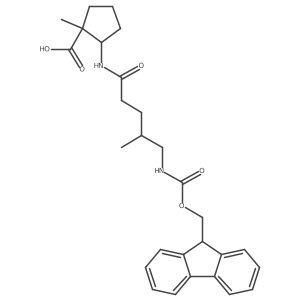 2-[5-({[(9H-fluoren-9-yl)methoxy]carbonyl}amino)-4-methylpentanamido]-1-methylcyclopentane-1-carboxylic acid结构式