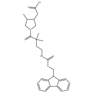 rac-2-[(3R,4R)-1-[4-({[(9H-fluoren-9-yl)methoxy]carbonyl}amino)-2,2-dimethylbutanoyl]-4-methylpyrrolidin-3-yl]acetic acid Structure