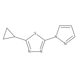 2-cyclopropyl-5-(1H-pyrazol-1-yl)-1,3,4-thiadiazole结构式