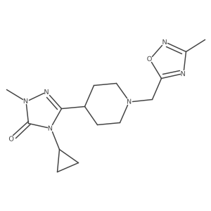 4-cyclopropyl-1-methyl-3-{1-[(3-methyl-1,2,4-oxadiazol-5-yl)methyl]piperidin-4-yl}-4,5-dihydro-1H-1,2,4-triazol-5-one结构式