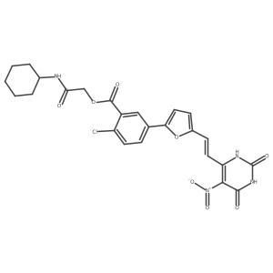 2-(Cyclohexylamino)-2-oxoethyl (Z)-2-chloro-5-(5-(2-(6-hydroxy-5-nitro-2-oxo-2,3-dihydropyrimidin-4-yl)vinyl)furan-2-yl)benzoate结构式