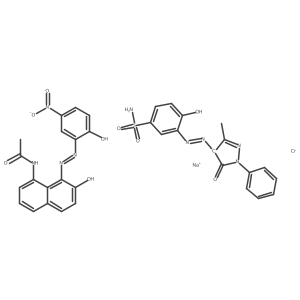Sodium (3-((4,5-dihydro-3-methyl-5-oxo-1-phenyl-1H-pyrazol-4-yl)azo)-4-hydroxybenzenesulphonamidato(2-))(N-(7-hydroxy-8-((2-hydroxy-5-nitrophenyl)azo)-1-naphthyl)acetamidato(2-))chromate(1-)结构式