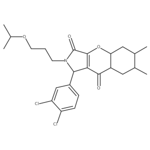 1-(3,4-dichlorophenyl)-6,7-dimethyl-2-(3-propan-2-yloxypropyl)-4a,5,6,7,8,8a-hexahydro-1H-chromeno[2,3-c]pyrrole-3,9-dione结构式