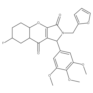 7-fluoro-2-(furan-2-ylmethyl)-1-(3,4,5-trimethoxyphenyl)-4a,5,6,7,8,8a-hexahydro-1H-chromeno[2,3-c]pyrrole-3,9-dione结构式