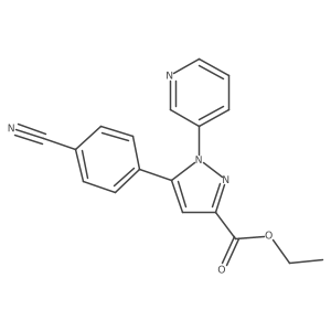 ethyl 5-(4-cyanophenyl)-1-(3-pyridyl)-1H-pyrazole-3-carboxylate结构式
