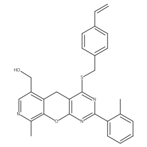 (7-{[(4-Ethenylphenyl)methyl]sulfanyl}-14-methyl-5-(2-methylphenyl)-2-oxa-4,6,13-triazatricyclo[8.4.0.0^{3,8}]tetradeca-1(10),3(8),4,6,11,13-hexaen-11-yl)methanol Structure