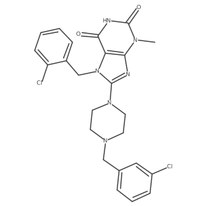 7-(2-chlorobenzyl)-8-(4-(3-chlorobenzyl)piperazin-1-yl)-3-methyl-1H-purine-2,6(3H,7H)-dione Structure