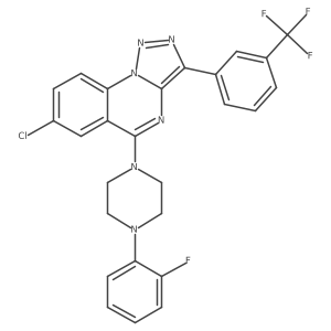 1-{7-Chloro-3-[3-(trifluoromethyl)phenyl]-[1,2,3]triazolo[1,5-A]quinazolin-5-YL}-4-(2-fluorophenyl)piperazine Structure