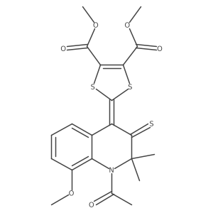 dimethyl 2-(1-acetyl-8-methoxy-2,2-dimethyl-3-thioxo-2,3-dihydroquinolin-4(1H)-ylidene)-1,3-dithiole-4,5-dicarboxylate Structure