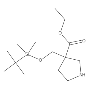 Ethyl 3-(((tert-butyldimethylsilyl)oxy)methyl)pyrrolidine-3-carboxylate Structure