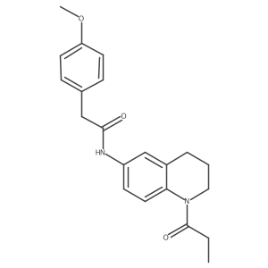 2-(4-methoxyphenyl)-N-(1-propanoyl-1,2,3,4-tetrahydroquinolin-6-yl)acetamide结构式