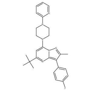 1-[5-Tert-butyl-3-(4-fluorophenyl)-2-methylpyrazolo[1,5-a]pyrimidin-7-yl]-4-(pyridin-2-yl)piperazine结构式