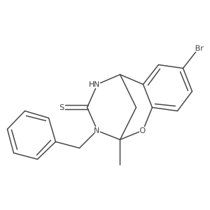 3-benzyl-8-bromo-2-methyl-5,6-dihydro-2H-2,6-methanobenzo[g][1,3,5]oxadiazocine-4(3H)-thione结构式