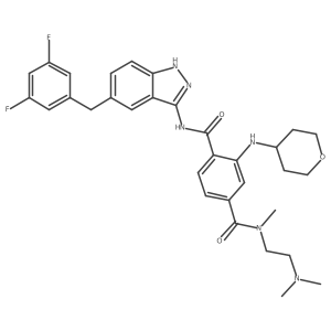 N1-(5-(3,5-difluorobenzyl)-1H-indazol-3-yl)-N4-(2-(dimethylamino)ethyl)-N4-methyl-2-(tetrahydro-2H-pyran-4-ylamino)benzene-1,4-diamide Structure