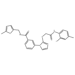 3-(2-((2-((2,4-difluorophenyl)amino)-2-oxoethyl)thio)-1H-imidazol-1-yl)-N-((5-methylfuran-2-yl)methyl)benzamide Structure