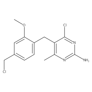 4-Chloro-5-(4-(chloromethyl)-2-methoxybenzyl)-6-methylpyrimidin-2-amine Structure