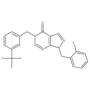 1-(2-fluorobenzyl)-5-(3-(trifluoromethyl)benzyl)-1H-pyrazolo[3,4-d]pyrimidin-4(5H)-one结构式