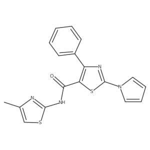 N-[(2E)-4-methyl-1,3-thiazol-2(3H)-ylidene]-4-phenyl-2-(1H-pyrrol-1-yl)-1,3-thiazole-5-carboxamide结构式