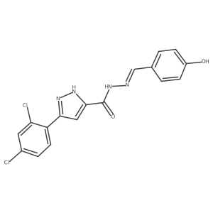 3-(2,4-dichlorophenyl)-N-[(Z)-(4-hydroxyphenyl)methylideneamino]-1H-pyrazole-5-carboxamide结构式