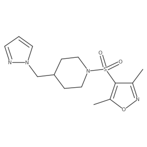 4-((4-((1H-pyrazol-1-yl)methyl)piperidin-1-yl)sulfonyl)-3,5-dimethylisoxazole结构式